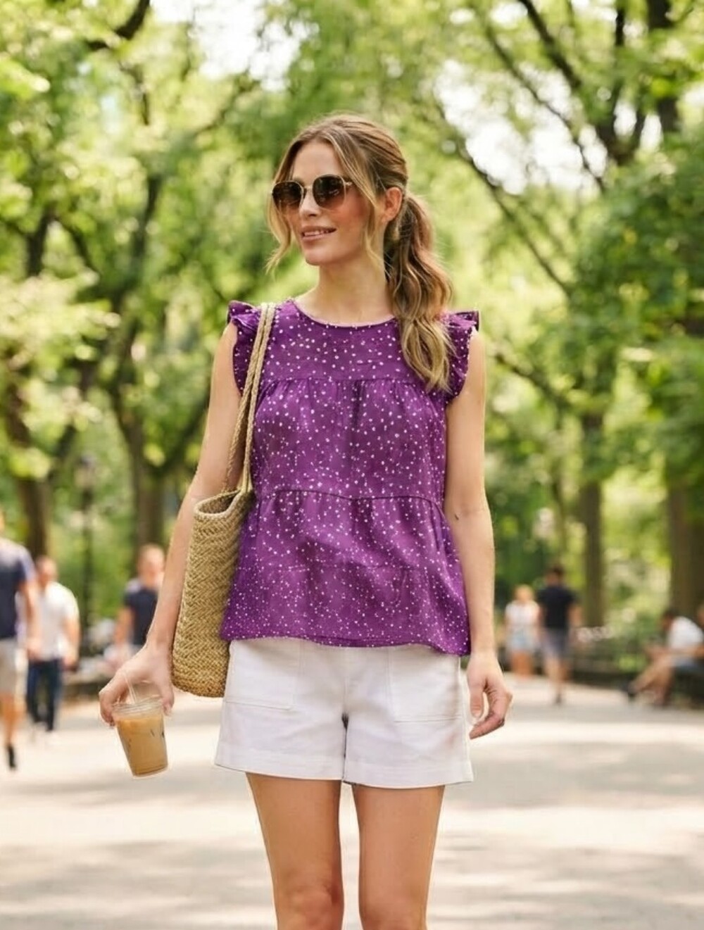 Maurices Magenta Polka Dot Sleeveless Peplum Tunic